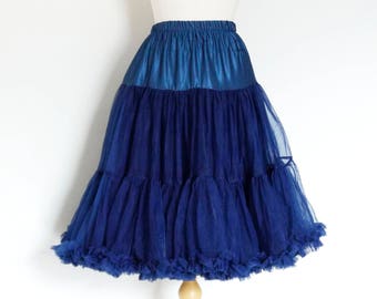 Navy Blue Swing Petticoat - Soft Tulle - Two Layer - Fifties Underskirt - Wedding Crinoline - Swishy