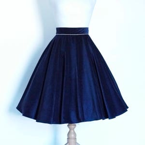 Midnight Blue Velvet Circle Skirt  - Made by Dig For Victory