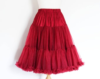 Bordeaux Deep Red Swing Petticoat - Knee and Tea Length - Soft - Two Layer - 50s Petticoat - Tulle - Wedding - Retro - Swishy - Burgundy