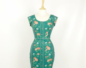 Marigold Vintage Cotton 1950s Pencil Dress - Made by Dig For Victory