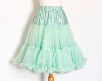 Mint Green Tea Length Swing Petticoat - Soft - Two Layer - Fifties Petticoat - Tulle - Wedding - Retro - Swishy