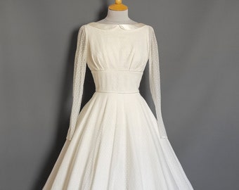 Eliza Ivory Polka Dot Tulle & Linen Wedding Dress - Made by Dig For Victory
