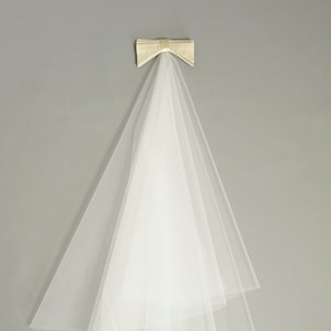 Silk Bow & Tulle Circular Wedding Veil - Made by Dig For Victory!