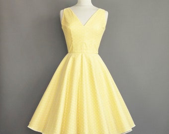 Yellow Cotton & Polka Dot Tulle Swing Dress - Made by Dig For Victory