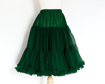 Dark Emerald Green Swing Petticoat - Soft - Two Layer Extra Volume - Fifties Petticoat - Tulle - Wedding - Retro - Swishy