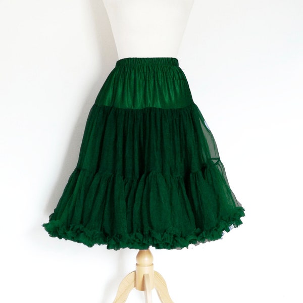 Dark Emerald Green Swing Petticoat - Soft - Two Layer Extra Volume - Fifties Petticoat - Tulle - Wedding - Retro - Swishy