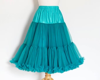 Teal Blue Swing Petticoat 23" Knee length - Soft - Two Layer - Fifties Petticoat - Tulle - Wedding - Retro - Swishy