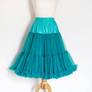 Teal Blue Swing Petticoat 23&quot; Knee length - Soft - Two Layer - Fifties Petticoat - Tulle - Wedding - Retro - Swishy