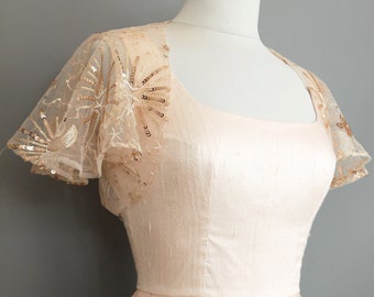 Himmlischer Bolero in Pink Copper Moon & Stars Lace - Made by Dig For Victory