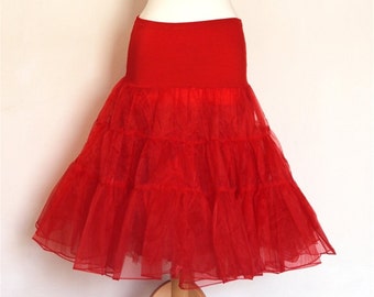 Small Red Scarlet Prom Petticoat - Double Layer Full Fifties Style - Underskirt - Prom - Full Petticoat - Party