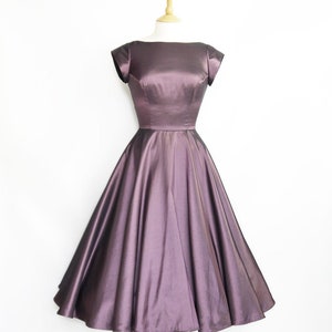 Thistle Purple Shot Taffeta Evening Dress - Tea Length - Made by Dig For Victory
