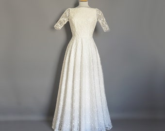 Size UK 8 - Sabrina Wedding Gown in Ophelia Lace & Cotton - Made by Dig For Victory