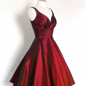 Cranberry Red Taffeta 50s Sweetheart Swing Dress Made by Dig For Victory image 2