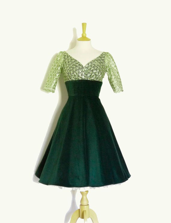 emerald green tea dress