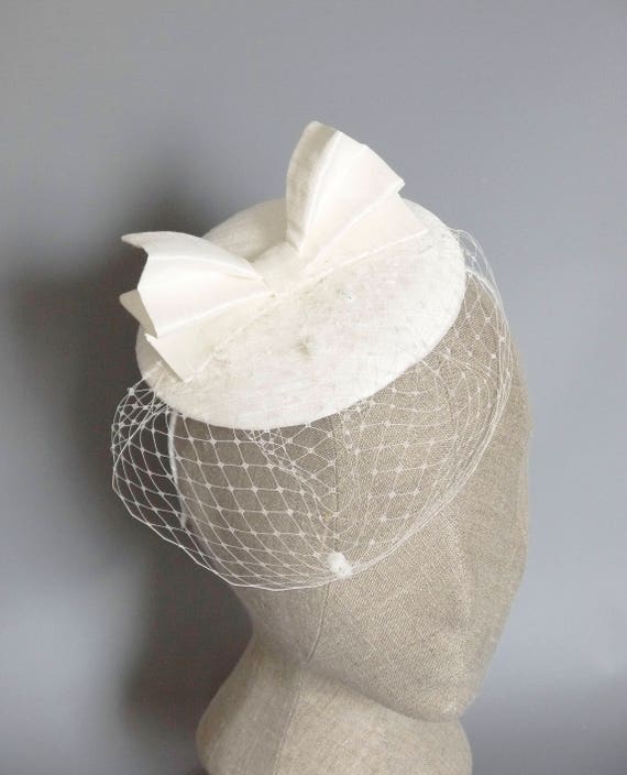 Ivory Silk Dupion Pillbox Hat 