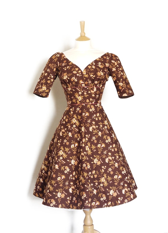 brown floral dress