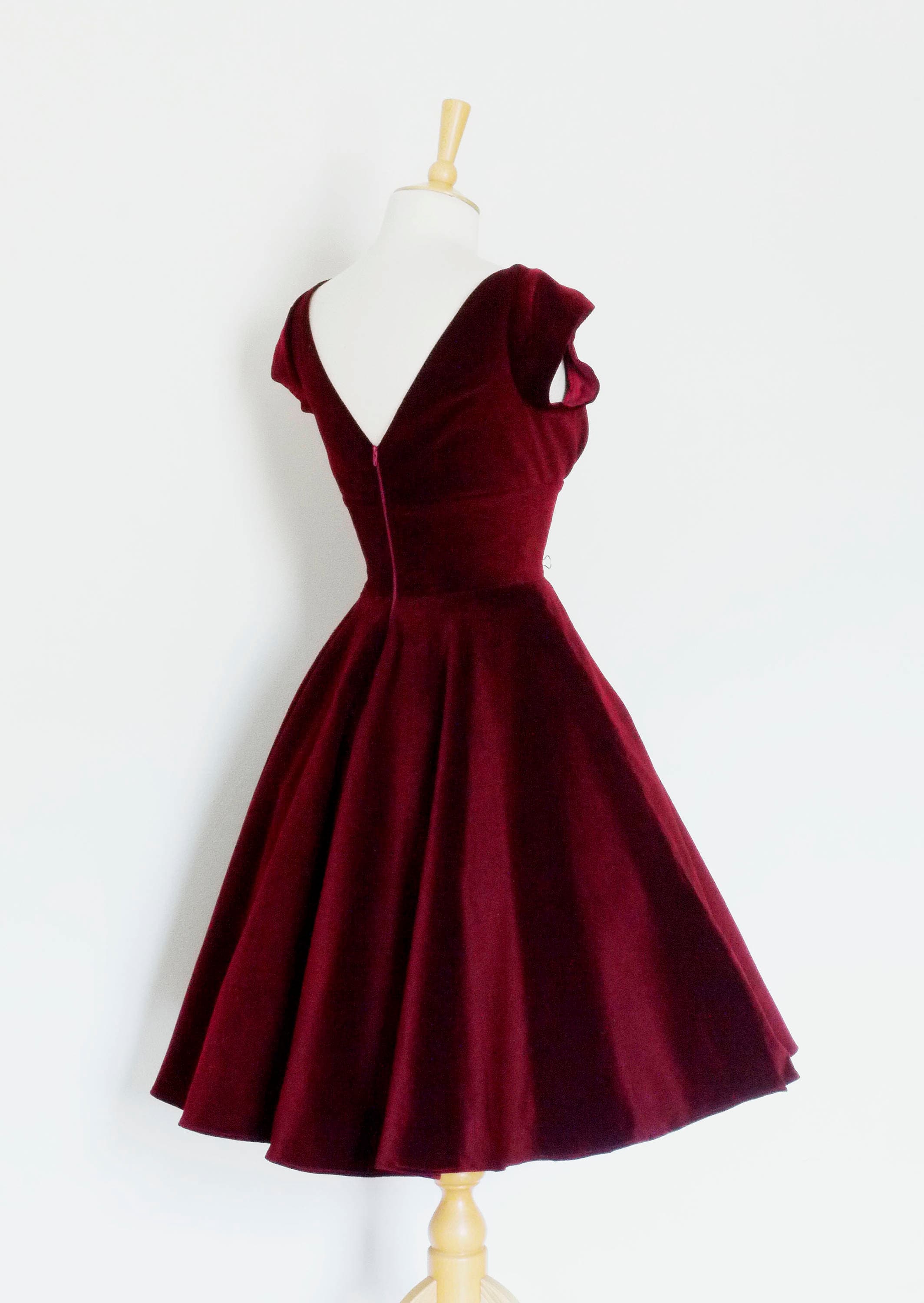 Deep Cherry Red Velvet Evening Dress ...