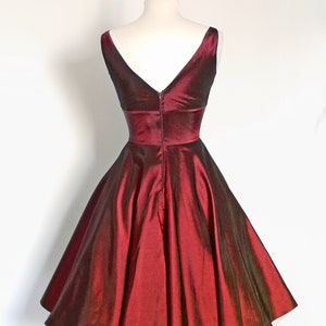 Cranberry Red Taffeta 50s Sweetheart Swing Dress Made by Dig For Victory image 3