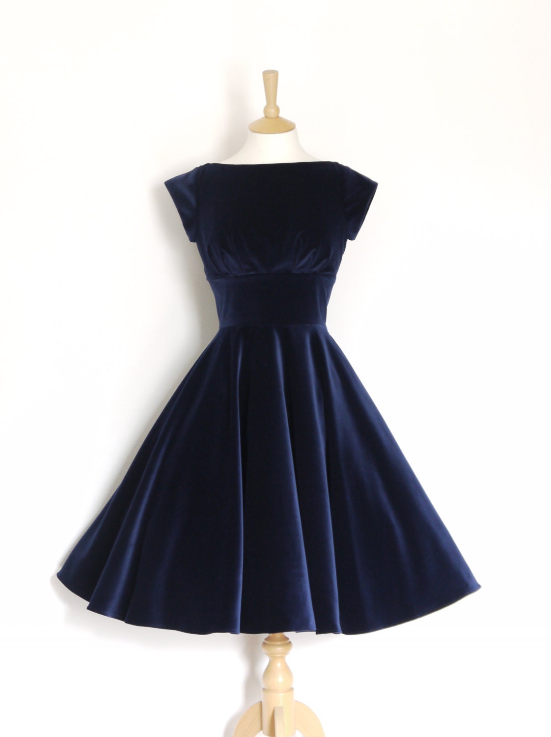 Midnight Blue Velvet Evening Dress With ...