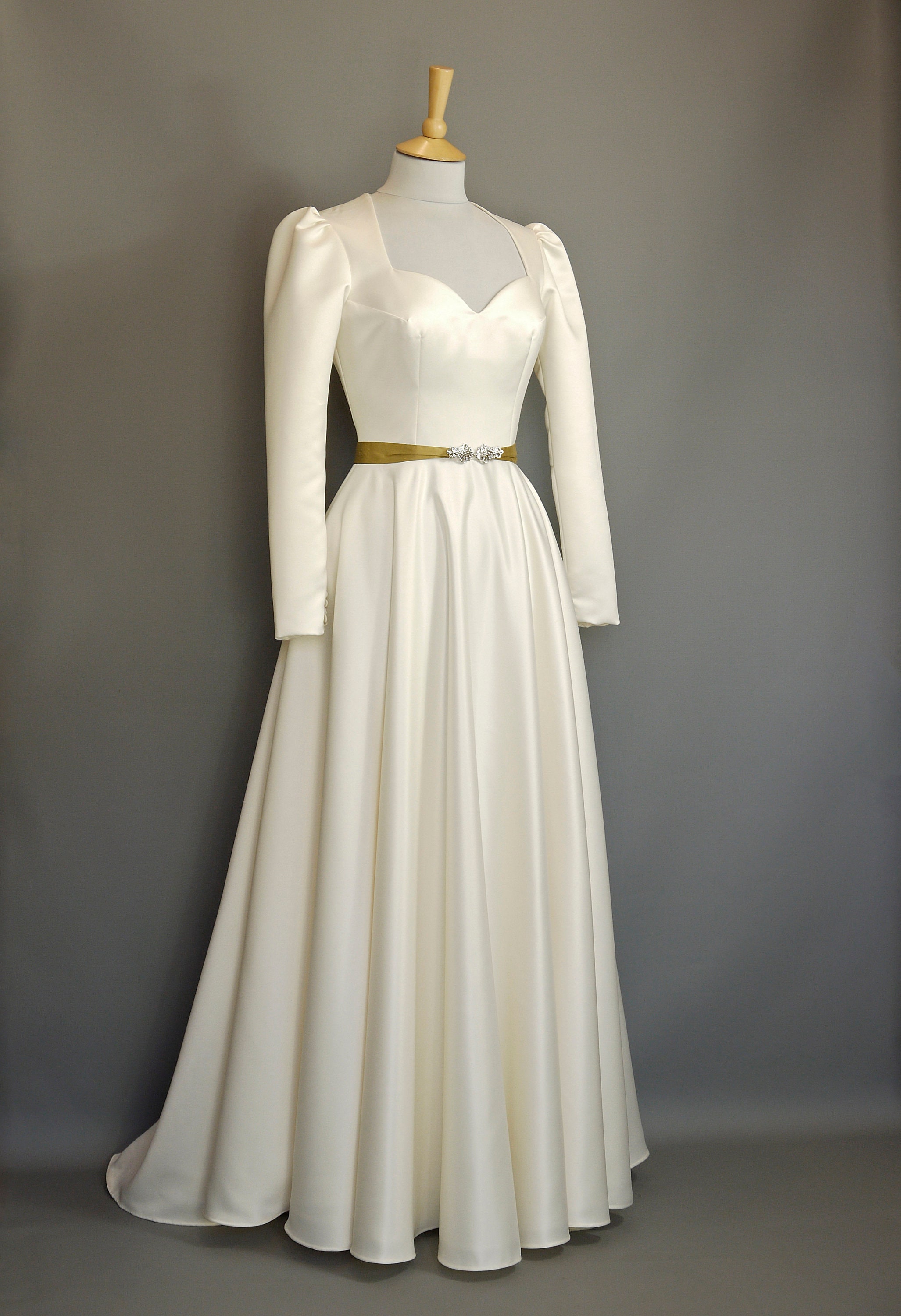Cupid Wedding Gown in Ivory Duchess Satin - Made to Order by