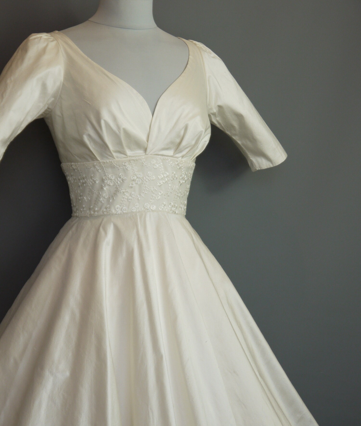 Ruby Wedding Dress in Ivory Silk with Lace Waistband Knee | Etsy