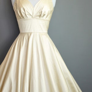 UK Size 18 Ruby Champagne Silk Sweetheart Tea Length Swing Dress Made