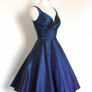 Midnight Blue Taffeta 50s Sweetheart Swing Dress Made by Dig for ...