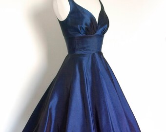 Blue taffeta dress deals