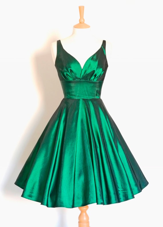 Emerald Green Taffeta 50s Sweetheart ...