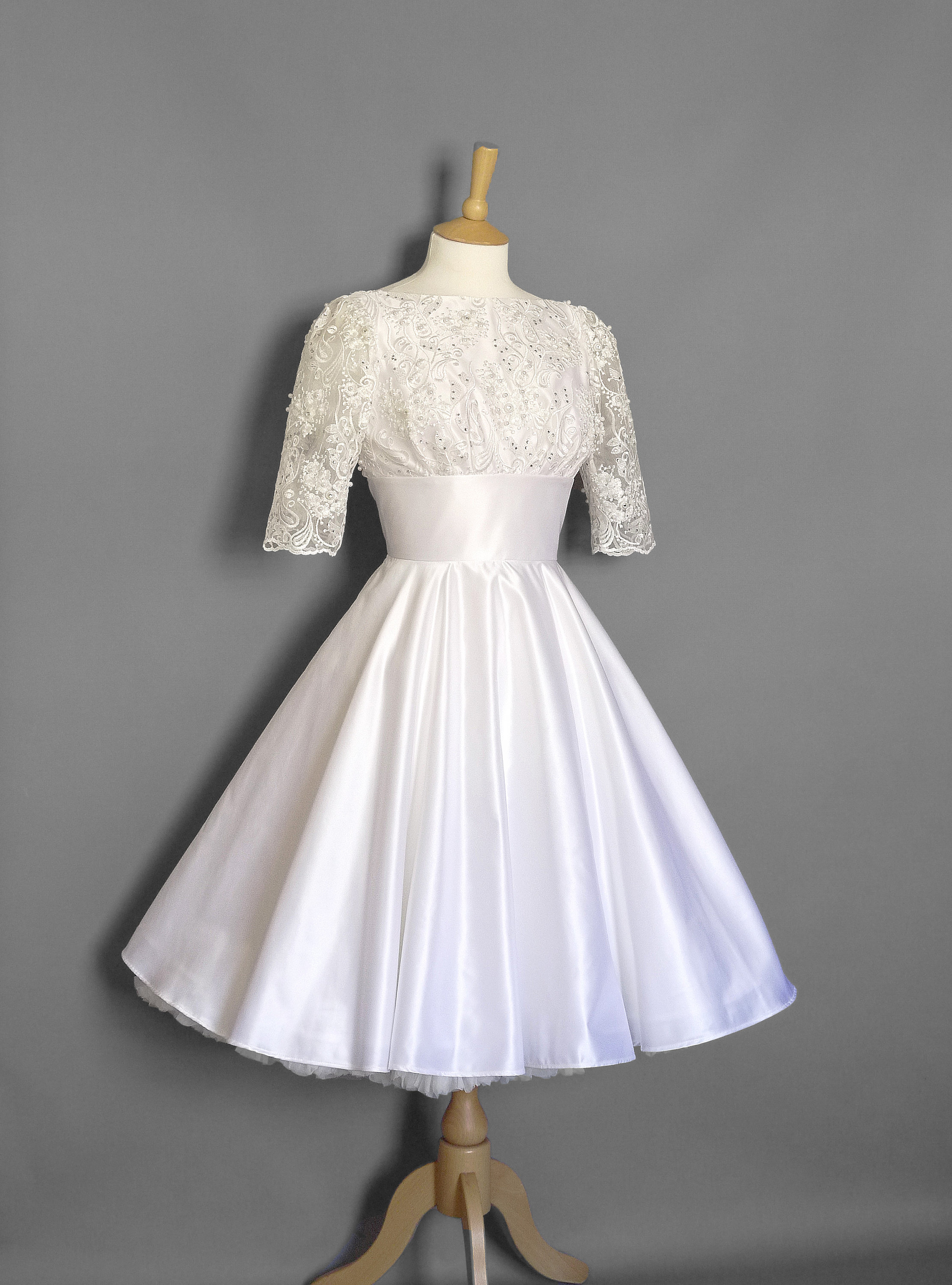 Holly Wedding Dress in Vintage Pearl Satin & Beaded Empress - Etsy UK