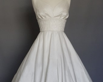 Ivory Silk Dupion & Ditsy Floral Lace Sweetheart Wedding Dress - Made by Dig For Victory