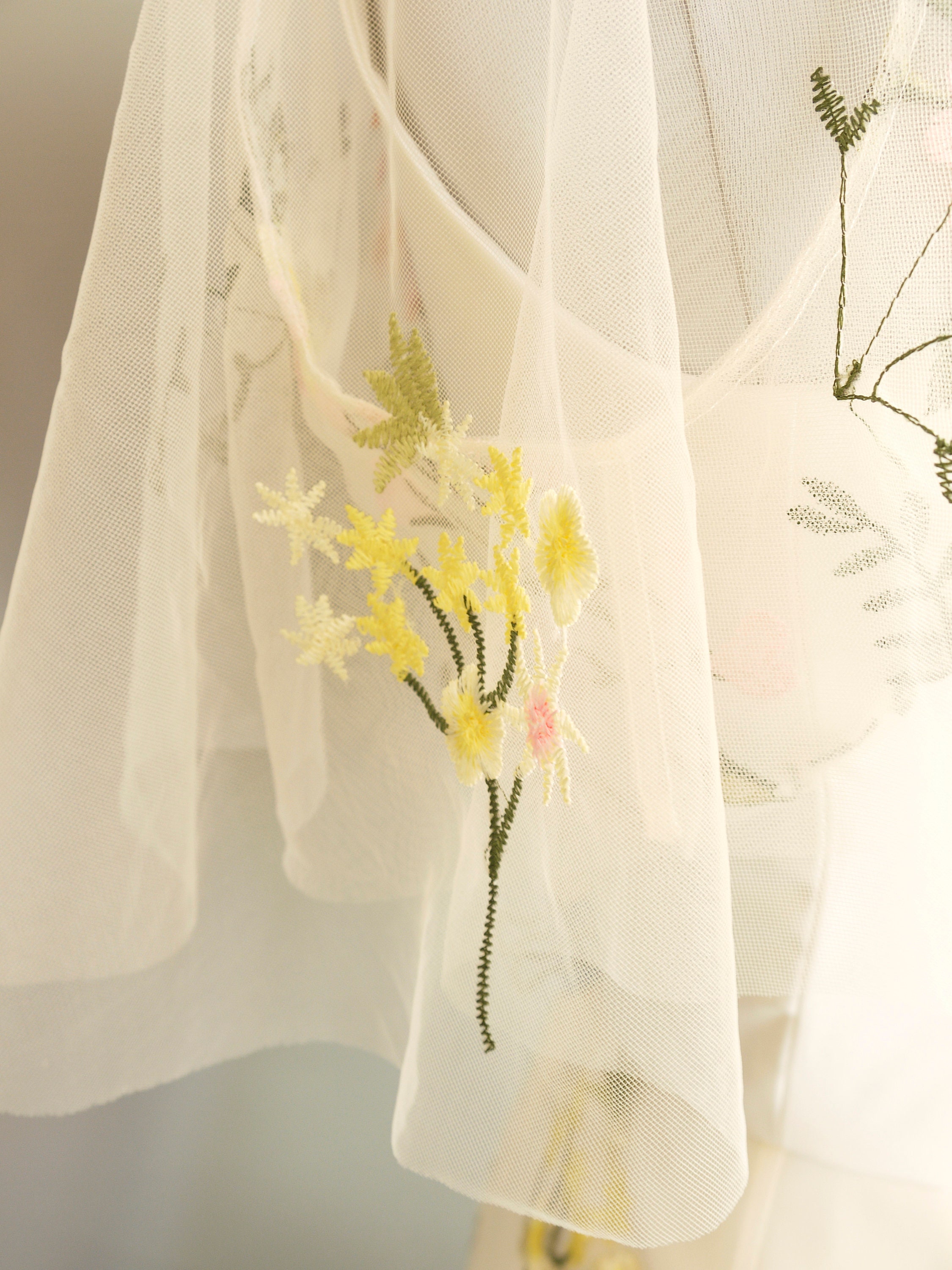 Yellow & Peach Dahlia Floral Lace Bolero Top With Flutter