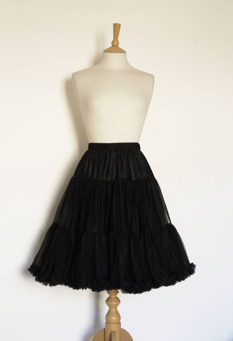 Black Swing Petticoat Soft Two Layer Fifties Petticoat Tulle Wedding Retro Swishy image 1