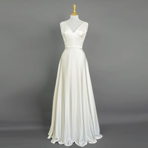 Coco Wedding Gown in Ivory Satin Crepe with Full Length Half Circle Skirt - Made To Order by Dig For Victory