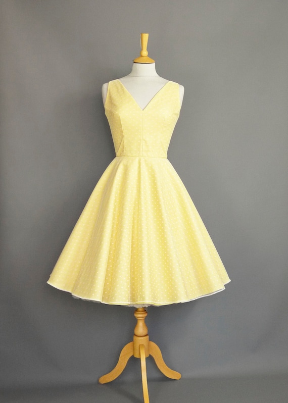 Yellow Cotton & Polka Dot Tulle Swing Dress Made by Dig for