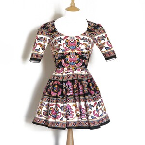 black and white aztec print trim long sleeve mini dress Trendy Black Palm Print Mini Dress | Cute Women's Dress