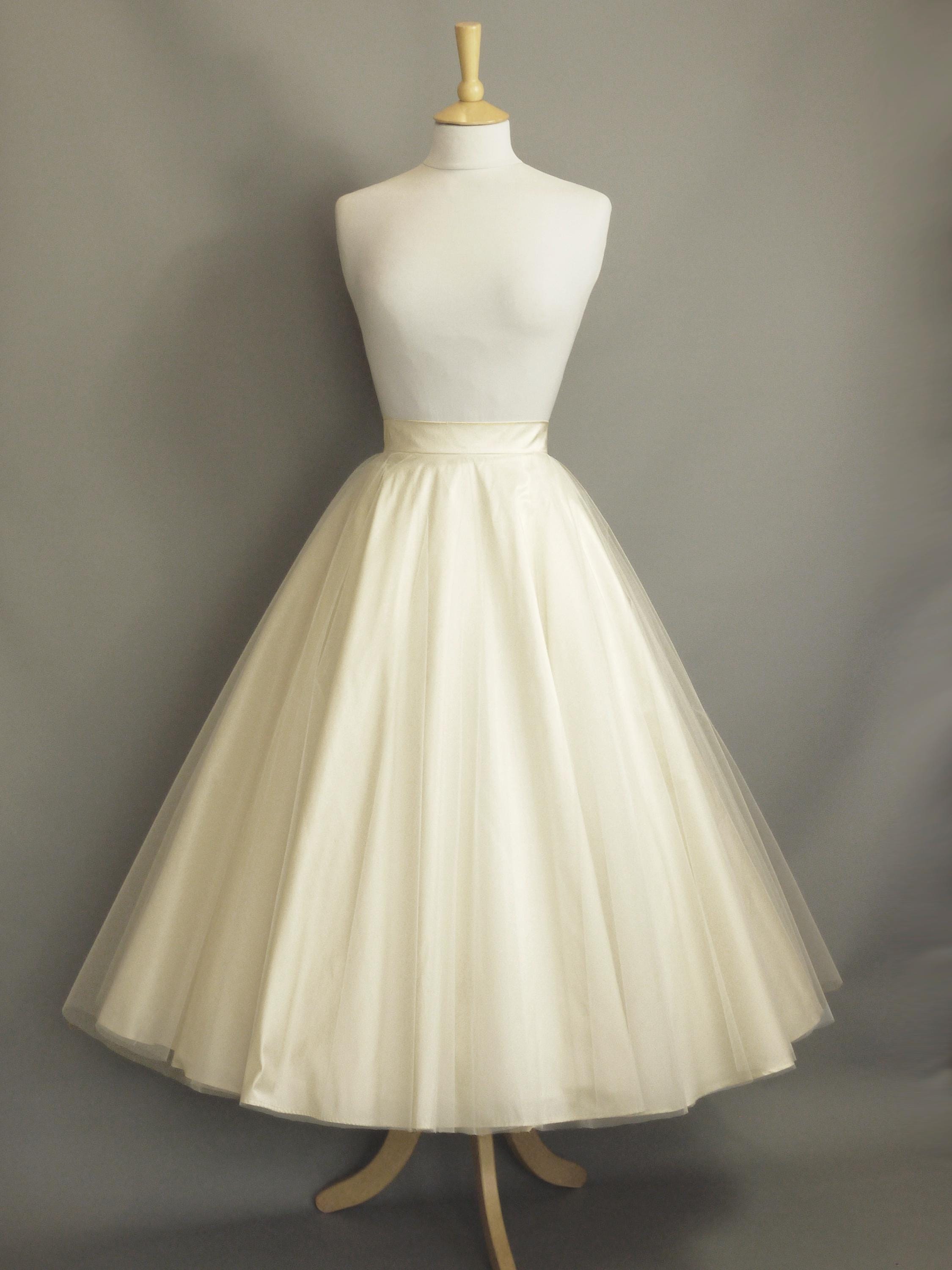 Silk & Tulle Wedding Circle Skirt with Two Layers of Tulle - Bridal Separates - Made by Dig For Victory