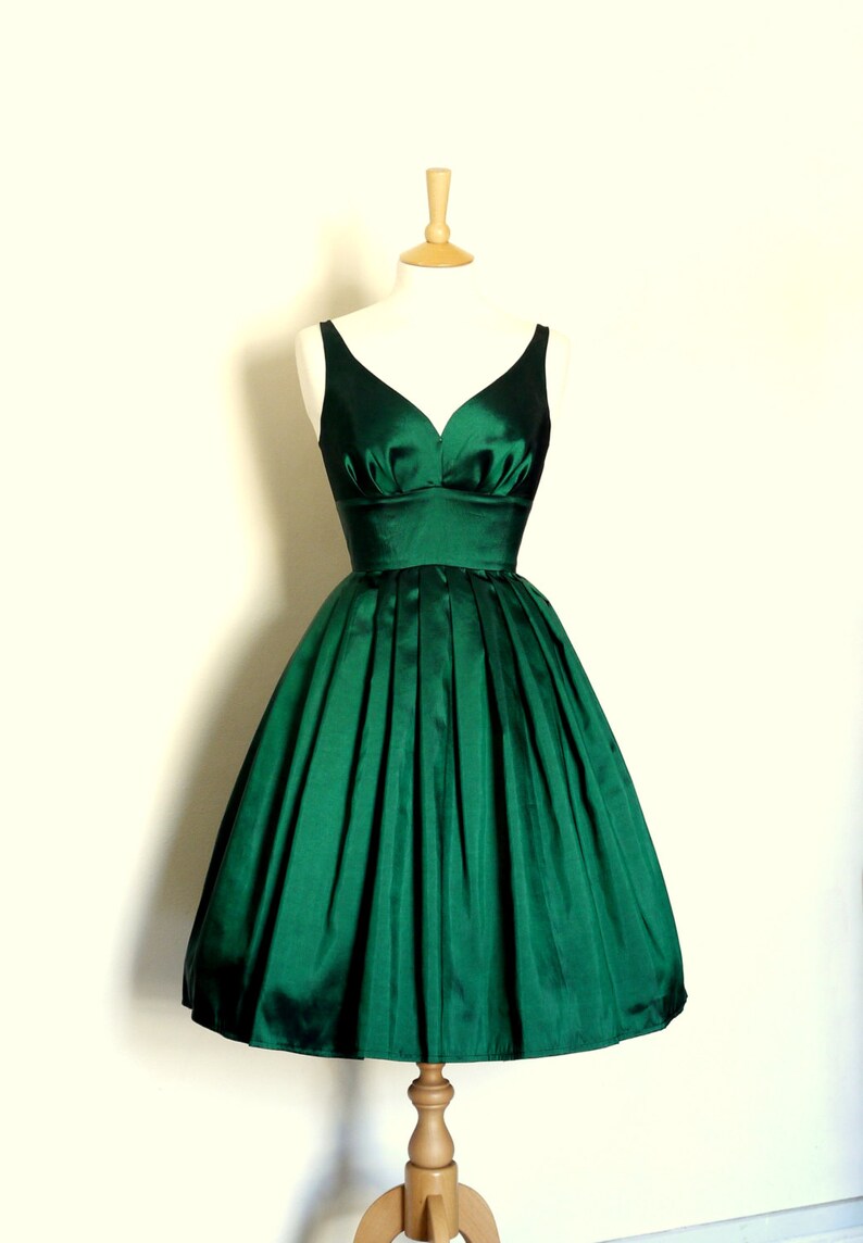 Emerald Green Taffeta Sweetheart Prom Dress with Pleated Skirt Made by Dig For Victory image 1