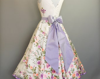 Purple Dahlia Wedding Sash - Vintage Lavender Taffeta Tie Sash - Made By Dig For Victory!