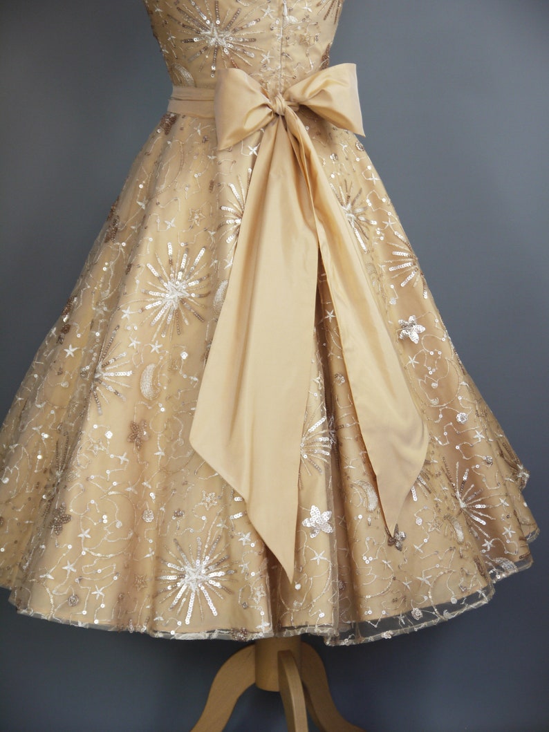 Clara Wedding Dress in Gold Star & Moon Sequin Lace and Pale image 7