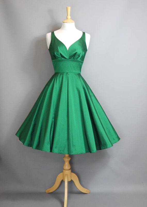 emerald green prom dress short Size UK 20 (US 18/EU 48) - Bright Taffeta Sweetheart Tea - Made by Dig for Victory Size:XS | 32-34 Theodora Black Crochet Knit bday26 Shoulder dress Natural 7