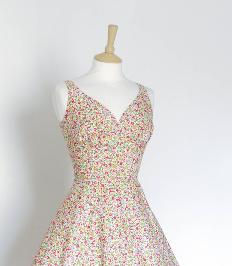 Mustard and Pink Ditsy Floral Cotton Sweetheart Tea Dress With Etsy