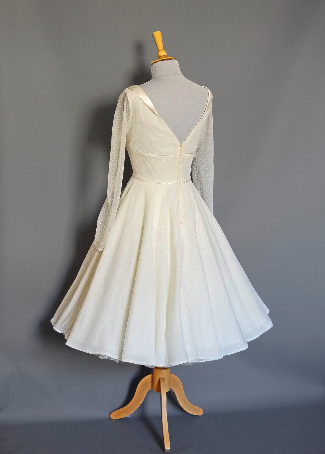 Eliza Ivory Polka Dot Tulle & Linen Wedding Dress Made by - Etsy
