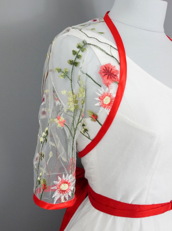 Botanical Lace Bolero With Red Trim Made by Dig for Victory - Etsy