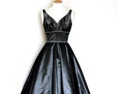 Slate Grey Taffeta Sweetheart Party Dress - Made by Dig For Victory