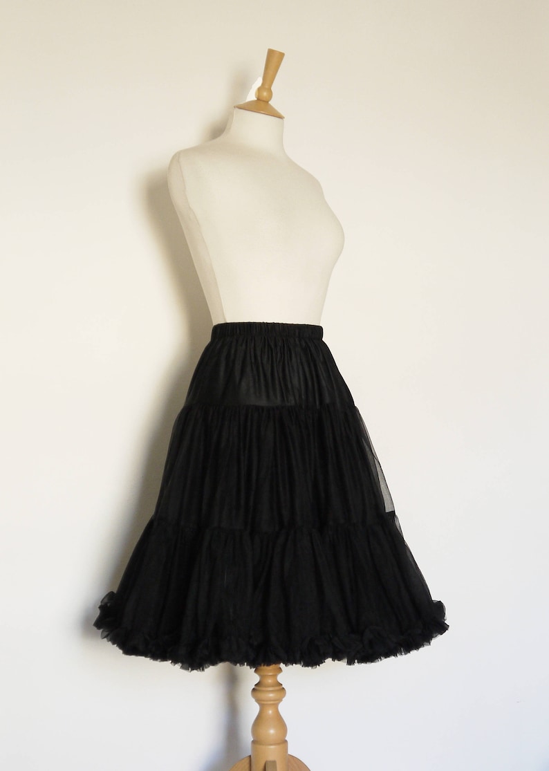 Black Swing Petticoat Soft Two Layer Fifties Petticoat Tulle Wedding Retro Swishy image 2