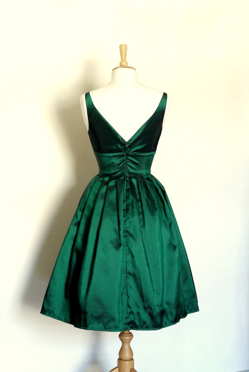 Emerald Green Taffeta Sweetheart Prom Dress with Pleated Skirt Made by Dig For Victory image 3