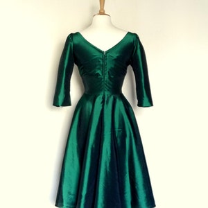 Emerald Green Taffeta Evening Dress Knee Length by Dig for - Etsy