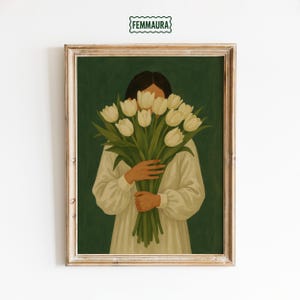 Soft Bloom – feminine Wandkunst mit weißen Tulpen, florales und botanisches Poster