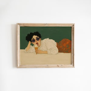 Chica heladera queer retro: lámina artística femenina y genial